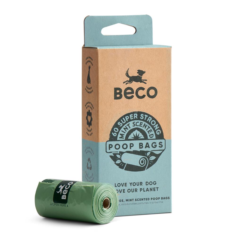 Beco_Big strong leakproof poop bags with a fresh mint scent. 60 bags-pack of 2