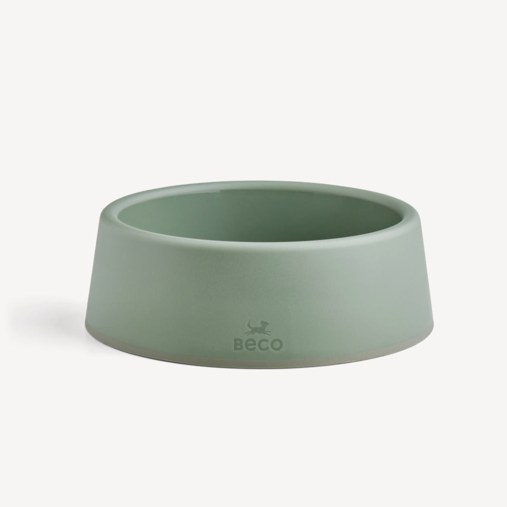 Beco_A sturdy food and water dog bowl. Olive Green. 1 small bowl