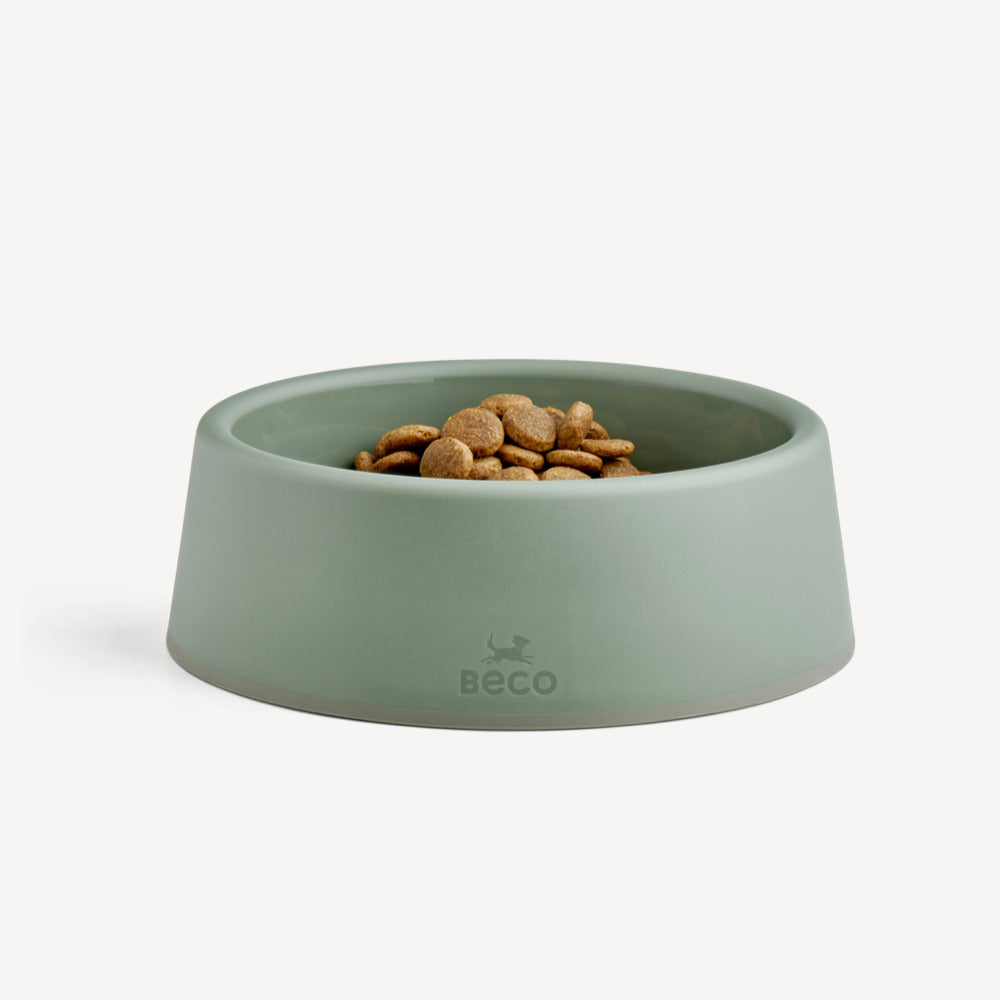 Beco_A sturdy food and water dog bowl. Olive Green. 1 large bowl