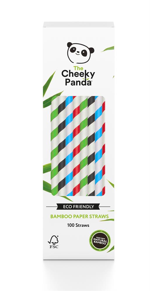 Cheeky Panda_100% Biodegradable Bamboo Paper Straws 100 Straws Multicoloured