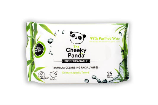 Cheeky Panda_100% Bamboo Facial Cleansing Wipes Unscented 25 Wipes-pack of 2