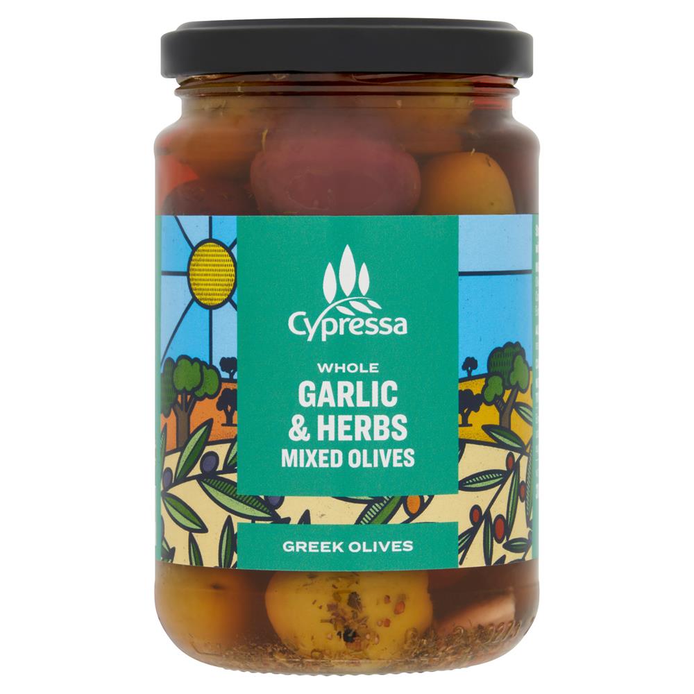 Cypressa_Garlic & Herb Whole Mixed Olives 315g-pack of 2