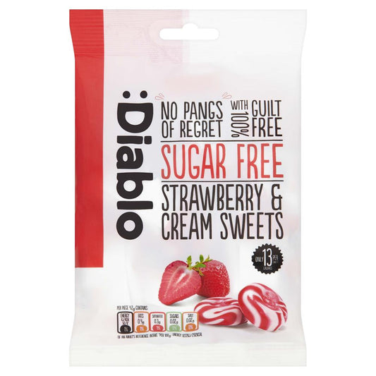 Diablo Sugar Free_Strawberry & Cream Sweets Bag 75g-pack of 4