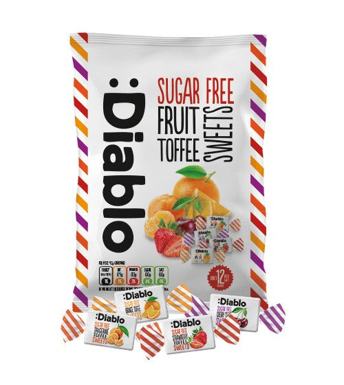 Diablo Sugar Free_Sugar Free Fruit Flavoured Toffee Sweets bag-pack of 4