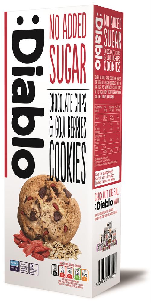 Diablo Sugar Free_:Diablo Chocolate Chip & Goji Berry Cookies 135g-pack of 2