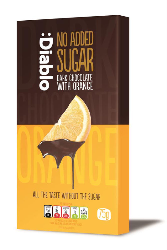 Diablo Sugar Free_Diablo Dark Chocolate Bar with Orange 75g-pack of 2