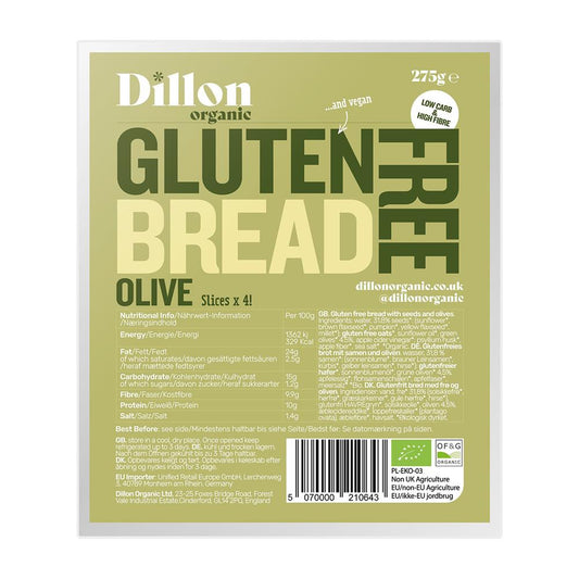 Dillon Organic_Sliced Gluten Free Olive Bread 275g-pack of 2