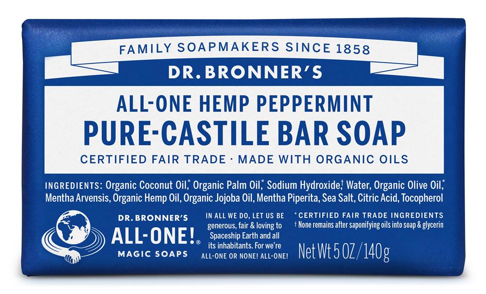 Dr Bronner_Org Peppermint Soap Bar 140g