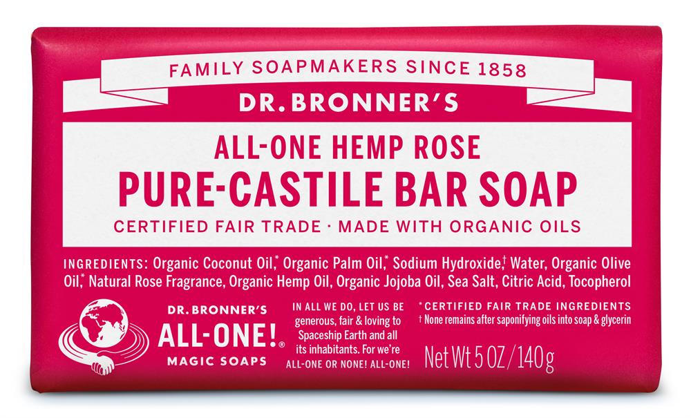 Dr Bronner_Org Rose Soap Bar 140g