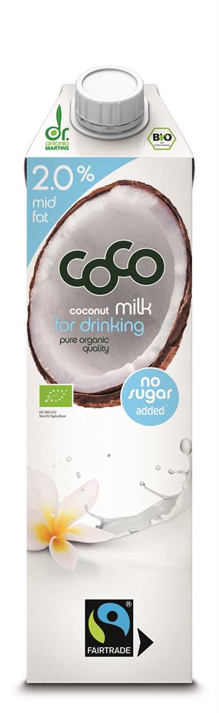 Dr Antonio Martins_Organic Coconut Milk Drink 2.0% (Semi-skimmed milk) 1L-pack of 2
