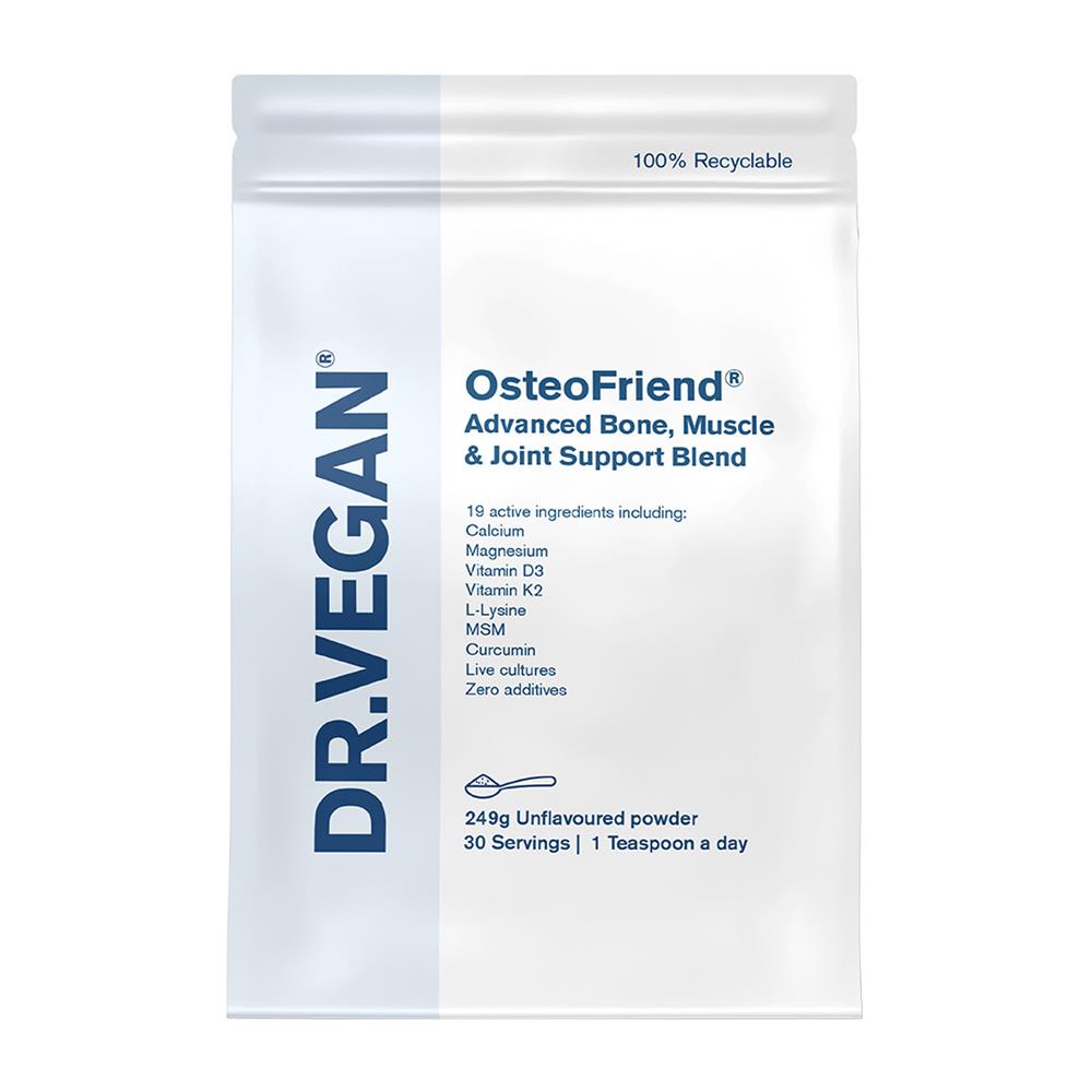 Dr Vegan_OsteoFriend. 30 servings 1 teaspoon a day. Unflavoured. 249g
