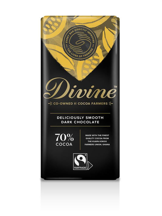 Divine Chocolate_Vegan Fairtrade 70% Dark Chocolate 90g-pack of 3