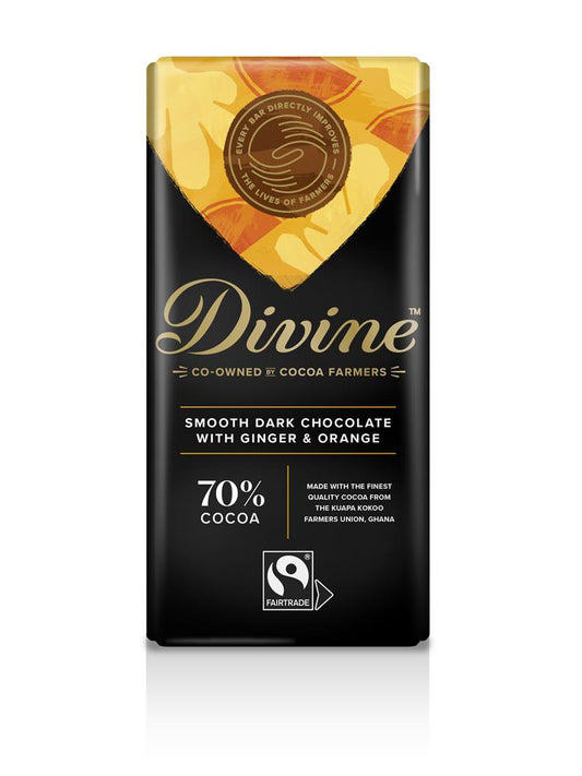 Divine Chocolate_Dark Chocolate with Ginger & Orange 100g-pack of 3