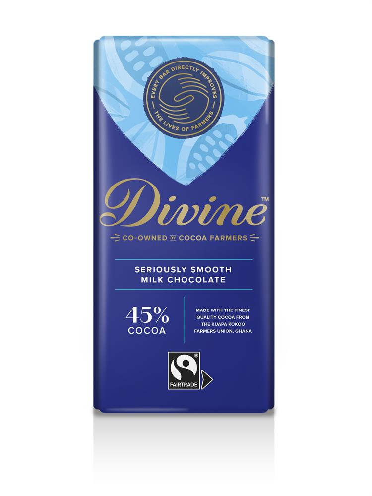 Divine Chocolate_Fairtrade High Cocoa 45% Milk Chocolate Bar 90g-pack of 3