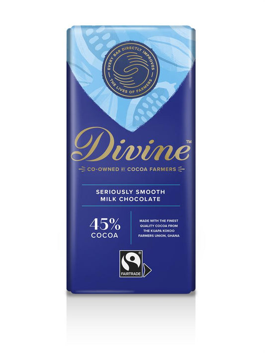 Divine Chocolate_Fairtrade High Cocoa 45% Milk Chocolate Bar 90g-pack of 3