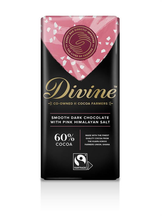 Divine Chocolate_Fairtrade Dark Chocolate with Pink Himalayan Salt 90g-pack of 3