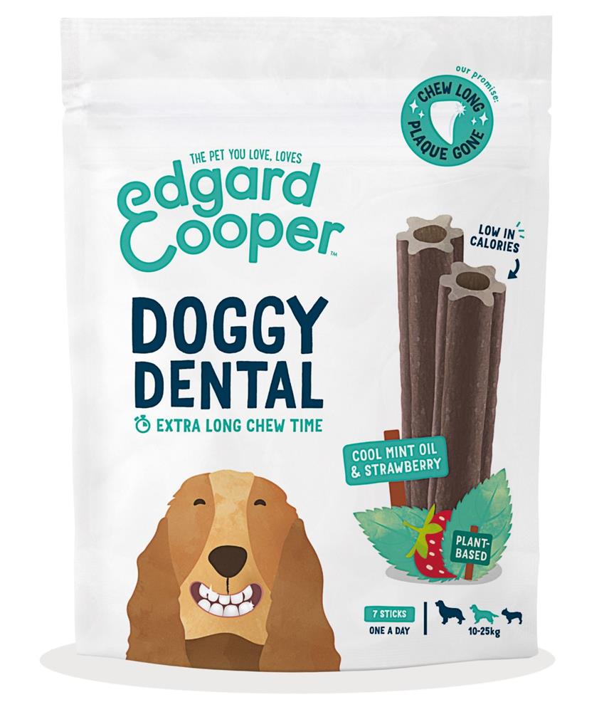 Edgard and Cooper_Doggy Dental Strawberry & Mint Medium Dog 7 Sticks-pack of 2