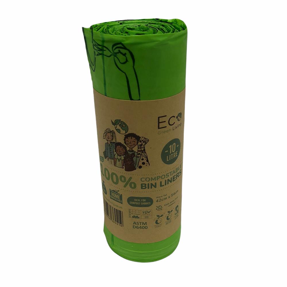 Eco Green Living_Certified Compostable 10L Caddy Bags-pack of 2