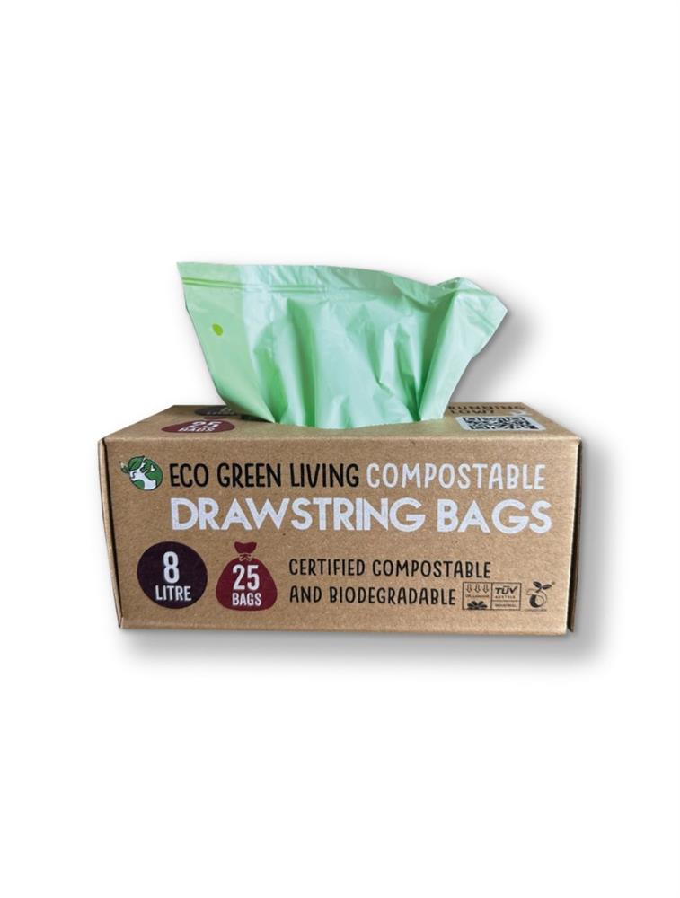 Eco Green Living_Compostable Drawstring Bin Bags 8 Litre -25 bags