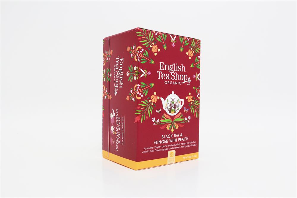 English Tea Shop_Black Tea & Ginger with Peach - 20 Tea Bag Sachets-pack of 2