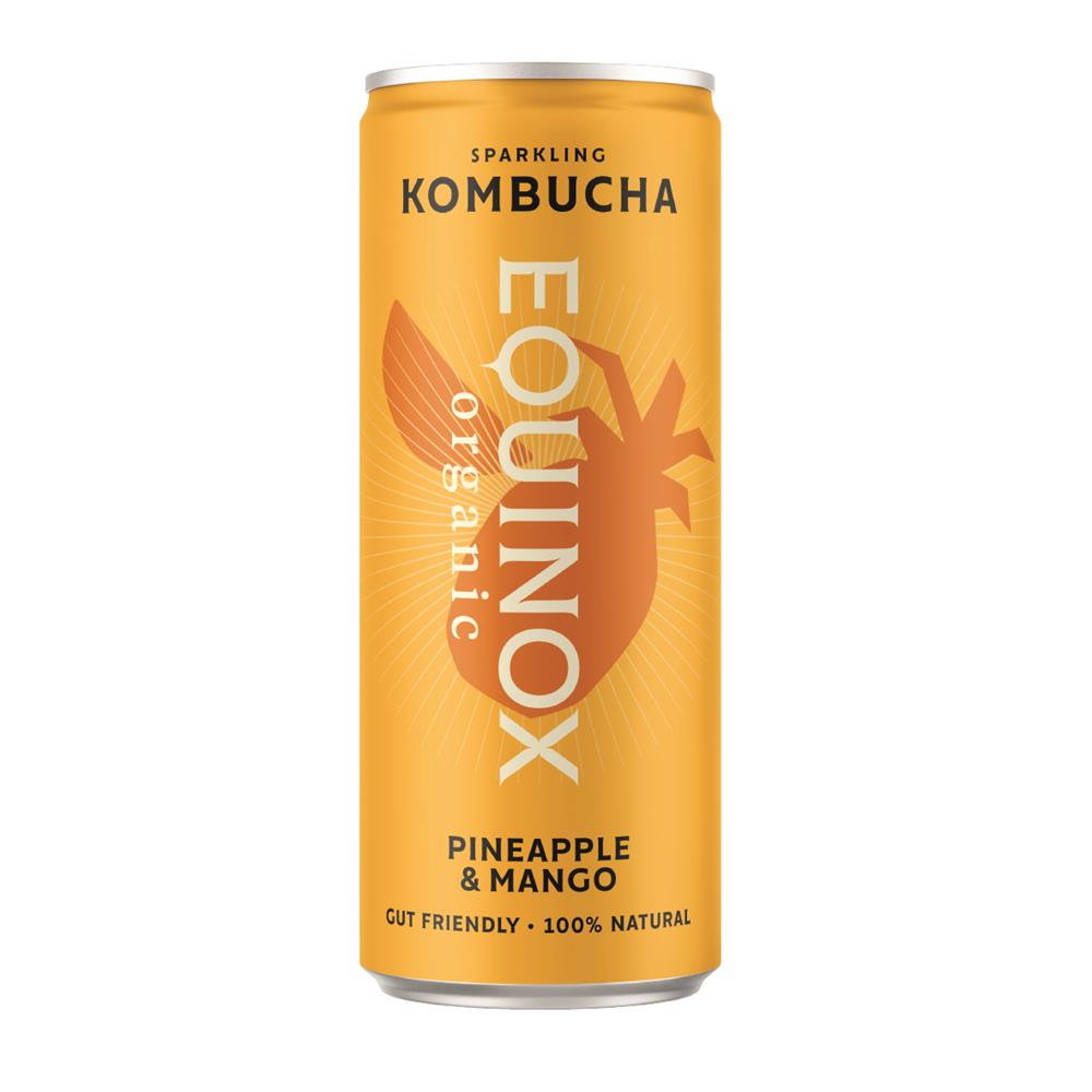 Equinox Kombucha_Organic Kombucha Soft Drink with Pineapple & Mango 250ml can-pack of 12