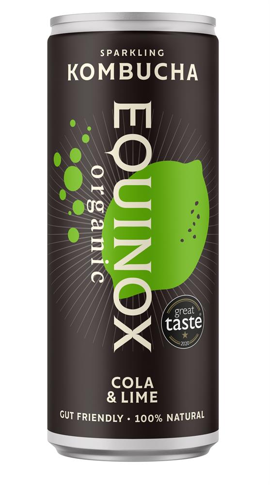 Equinox Kombucha_Organic Kombucha Soft Drink Cola & Lime 250ml Can-pack of 12