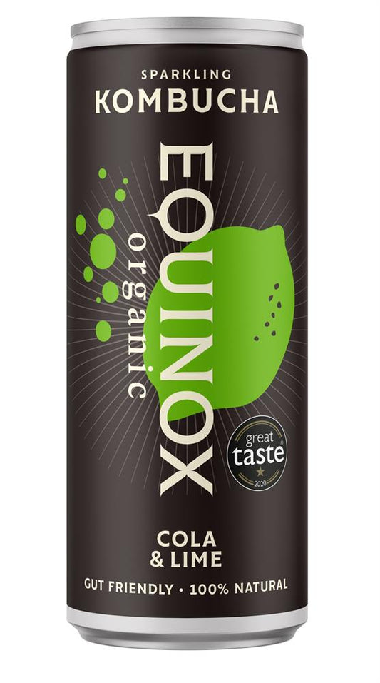 Equinox Kombucha_Organic Kombucha Soft Drink Cola & Lime 250ml Can-pack of 12
