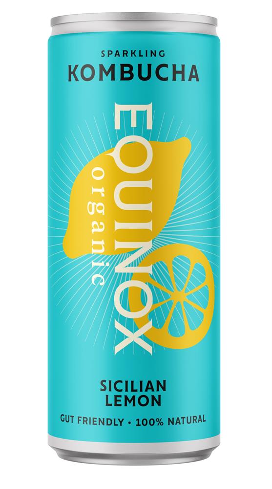 Equinox Kombucha_Organic Kombucha Soft Drink Sicilian Lemon 250ml Can-pack of 12