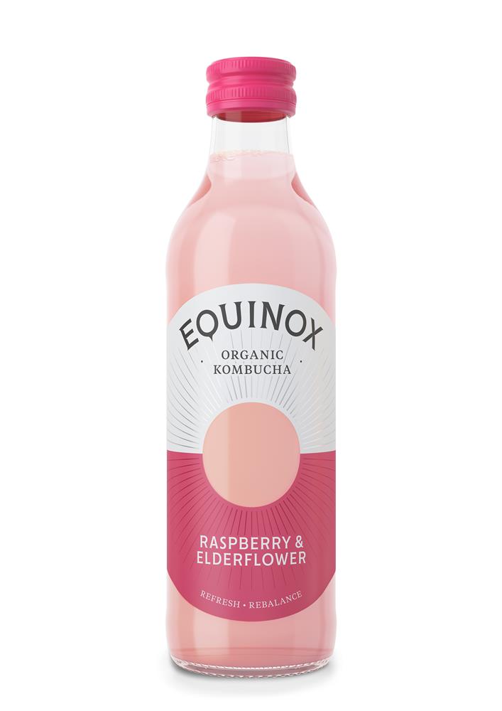 Equinox Kombucha_Organic Kombucha Raspberry & Elderflower Soft Drink 275ml-pack of 6