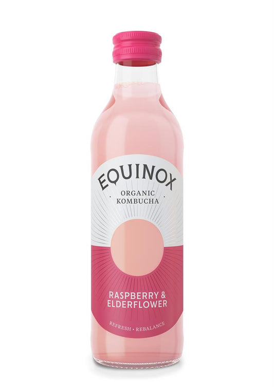 Equinox Kombucha_Organic Kombucha Raspberry & Elderflower Soft Drink 275ml-pack of 6