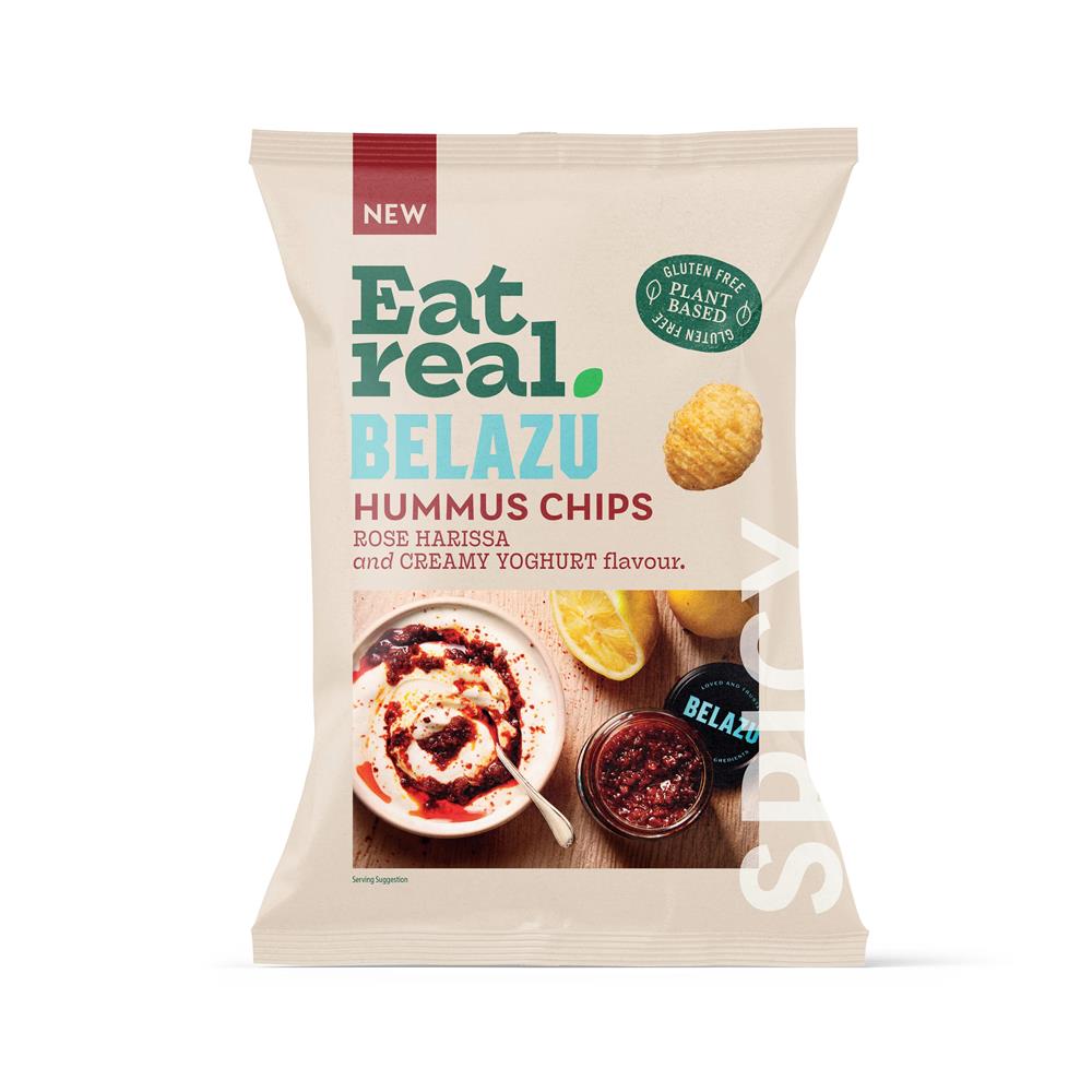 Eat Real Hummus Chips Belazu Rose Harissa & Natural Yoghurt 110g-pack of 10