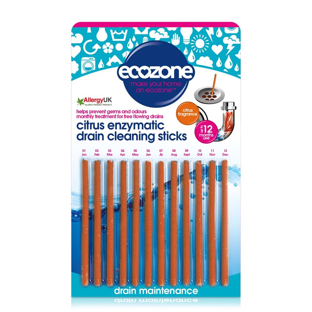 Ecozone_Enzymatic Drain Cleaning Sticks - Citrus 12 Sticks