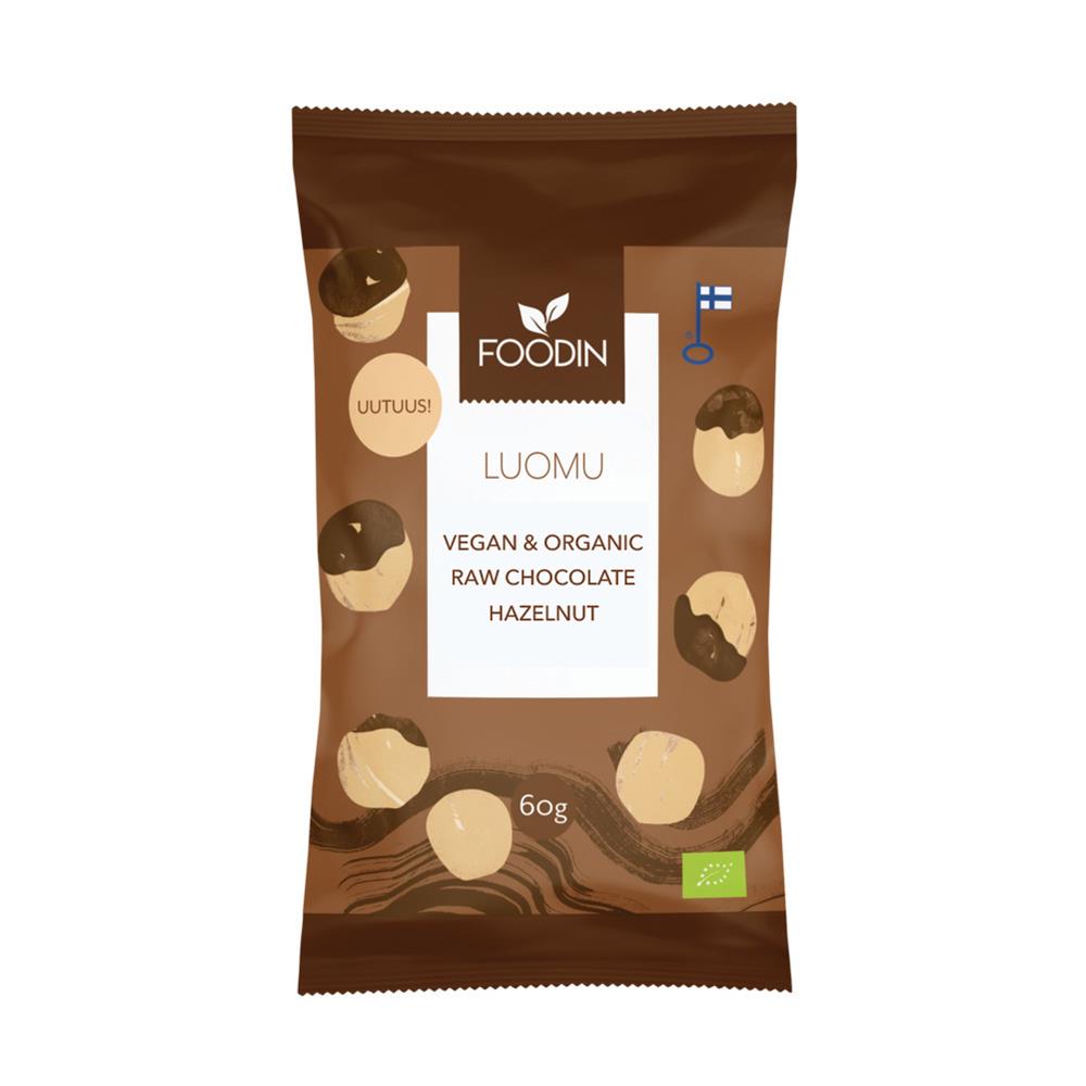 Foodin_Organic Raw Chocolate Coated Hazelnuts 60g-Pack of 4