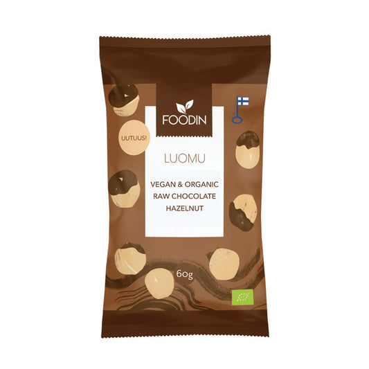 Foodin_Organic Raw Chocolate Coated Hazelnuts 60g-Pack of 4