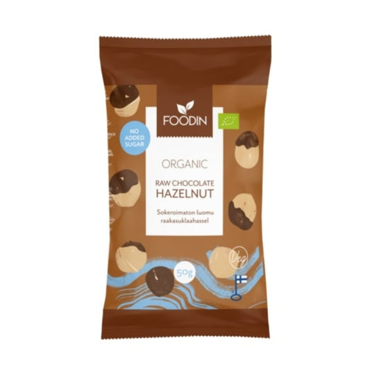 Foodin_Organic Raw Chocolate No Added Sugar Hazelnut 50g-pack of 4