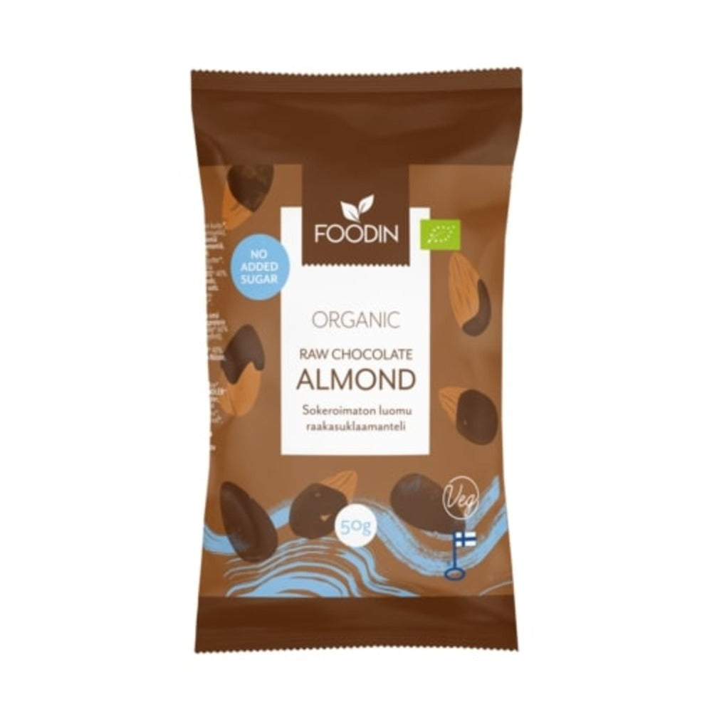 Foodin_Organic Raw Chocolate No Added Sugar Almond 50g-Pack of 4
