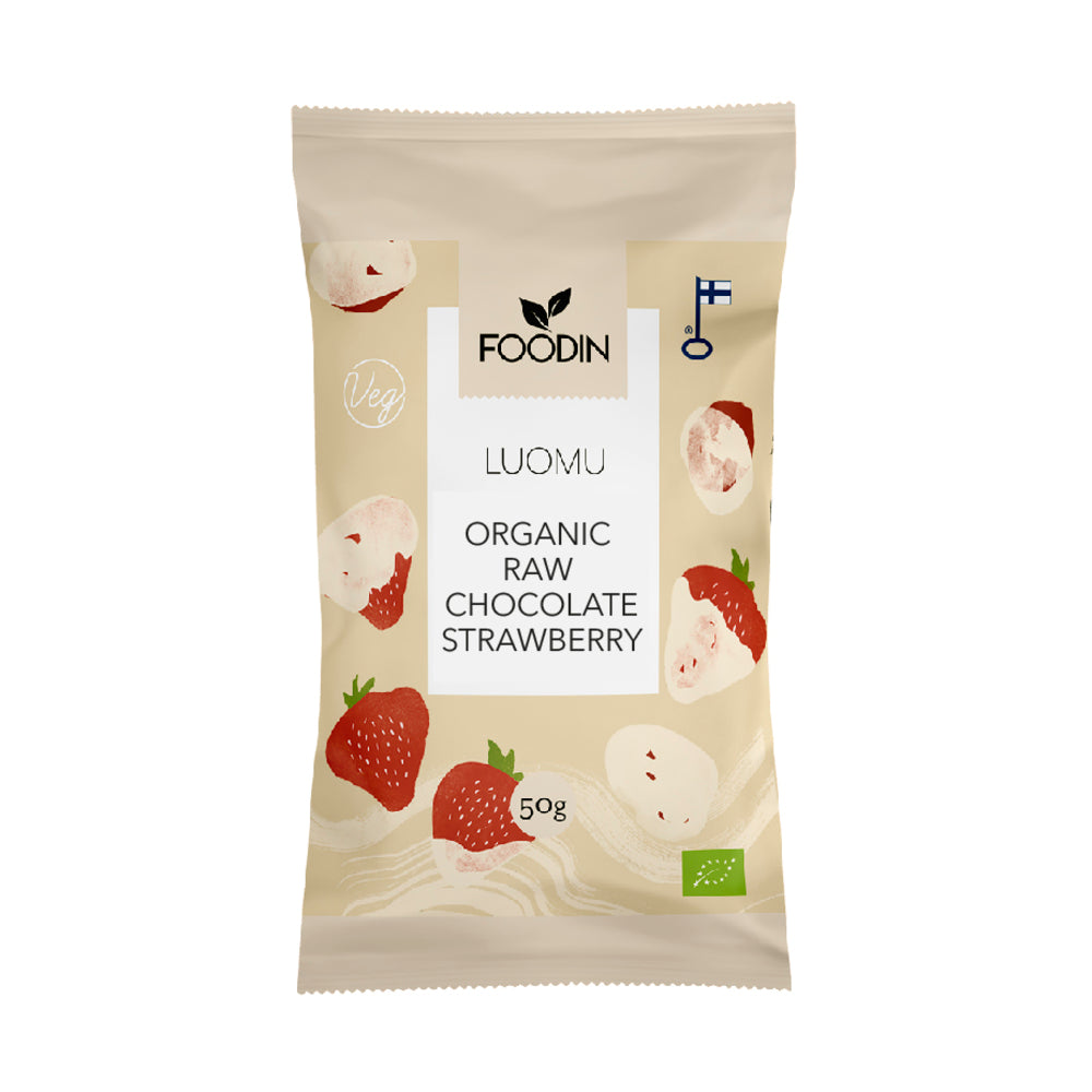Organic Raw White Chocolate Strawberry 50g-Pack of 4