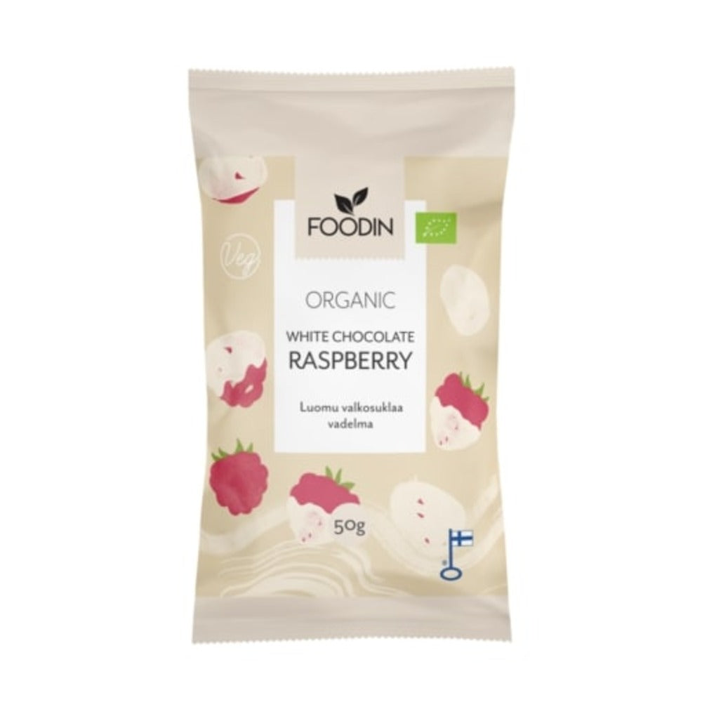 Foodin_Organic Raw White Chocolate Raspberry 50G-pack of 4
