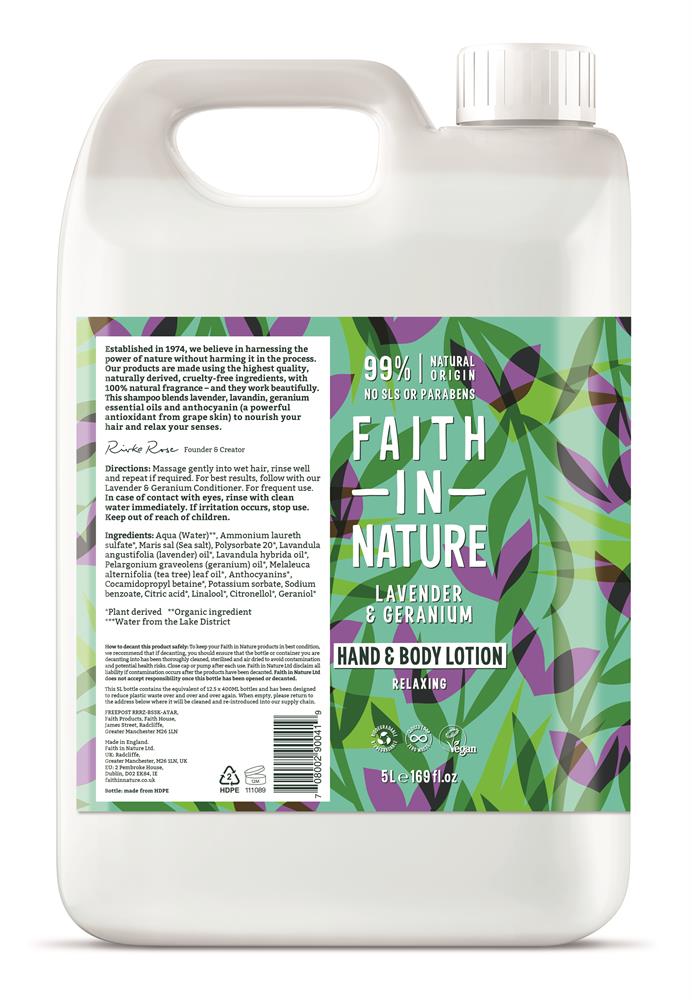 Faith in Nature_Lavender & Geranium Hand & Body Lotion 5 Litre