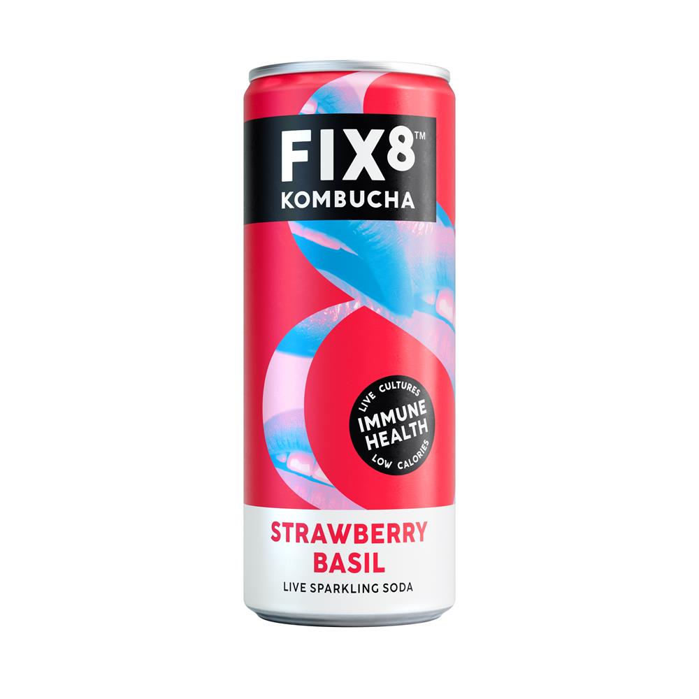 Fix8 Kombucha_Fix8 Strawberry Basil Kombucha w added Vitamin C and Live Culture-Pack of 2