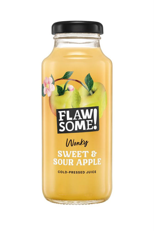 Flawsome!_Sweet & Sour Apple cold-pressed juice glass 250ml-Pack of 3