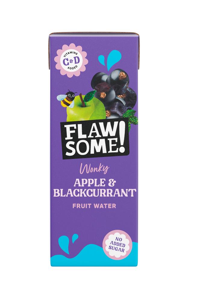 Flawsome!_Apple & Blackcurrant Wonky Fruit Water Carton 200ml-Pack of 3