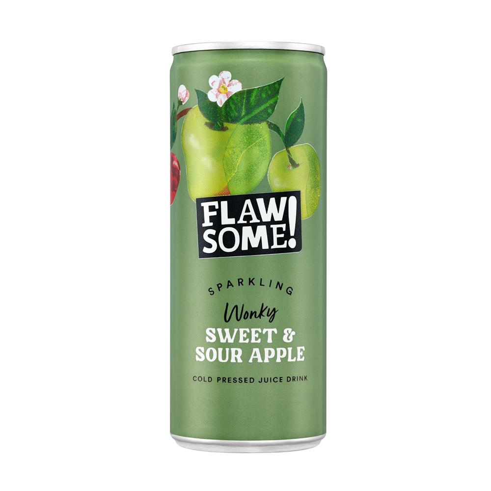 Flawsome!_Sweet & Sour Apple Lightly Sparkling Juice Can 250ml-pack of 3