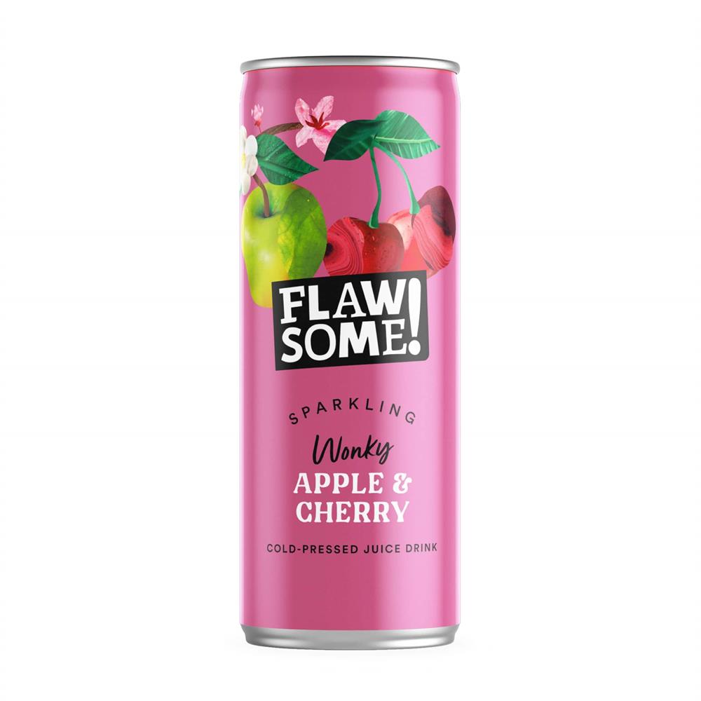 Flawsome!_Apple & Sour Cherry Lightly Sparkling Juice Can 250ml-Pack of 3