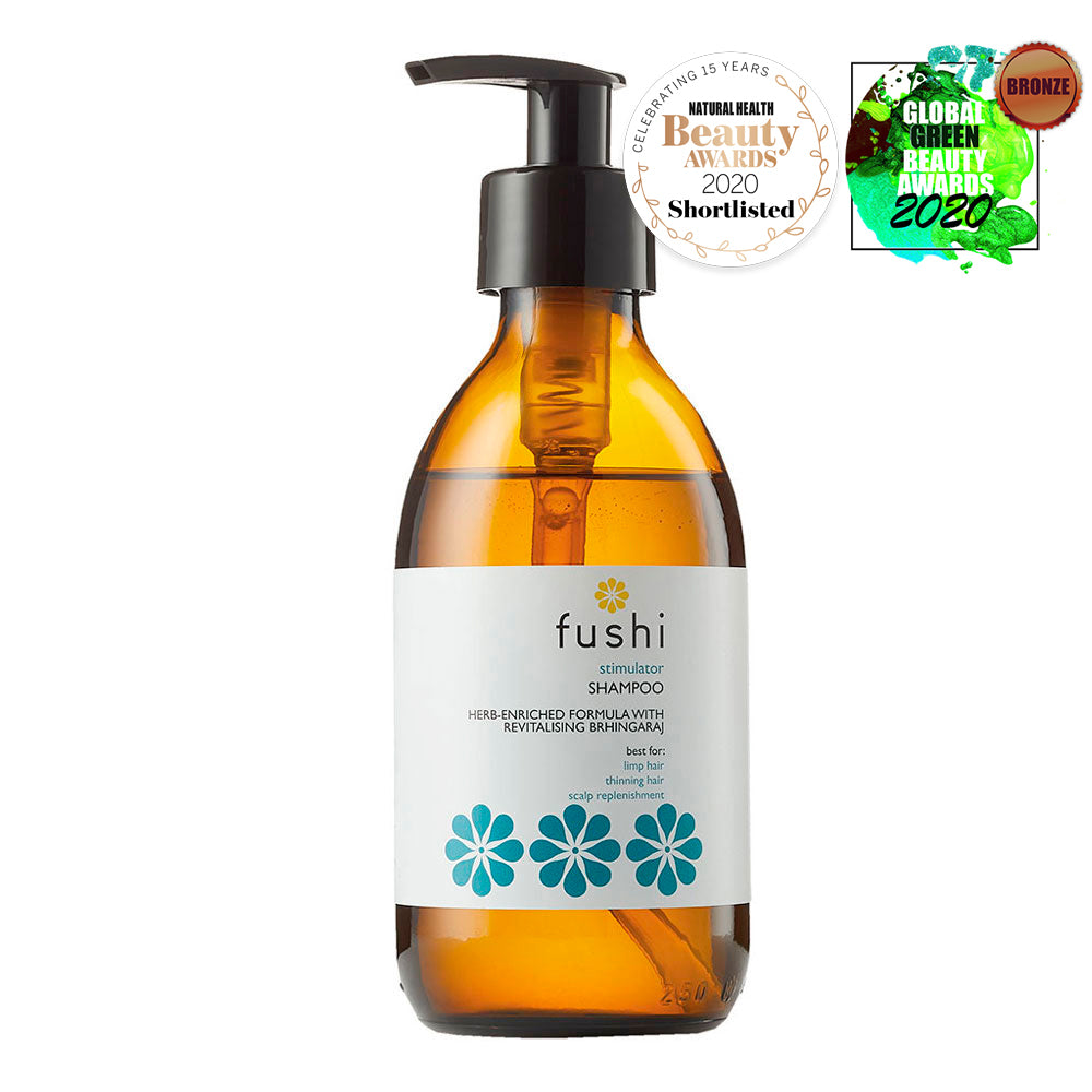 Fushi Wellbeing_Stimulator Herbal Shampoo 230ml Glass Bottle