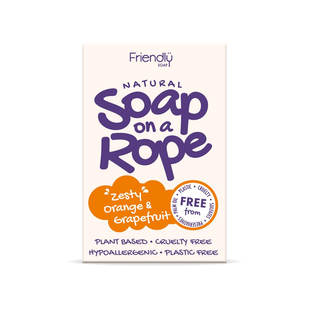 Friendly Soap_Orange & Grapefruit - Natural Soap On A Rope 125g