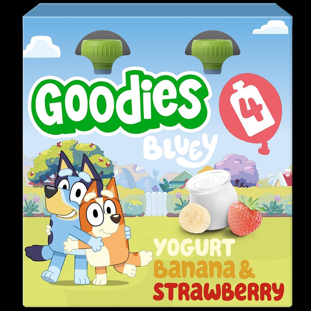 Goodies_Bluey Kids Yoghurt Banana & Strawberry Pouch 4x100g