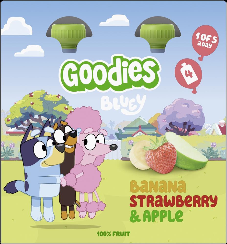 Goodies_Goodies Bluey Kids Banana Strawberry & Apple Pouches 4x100g
