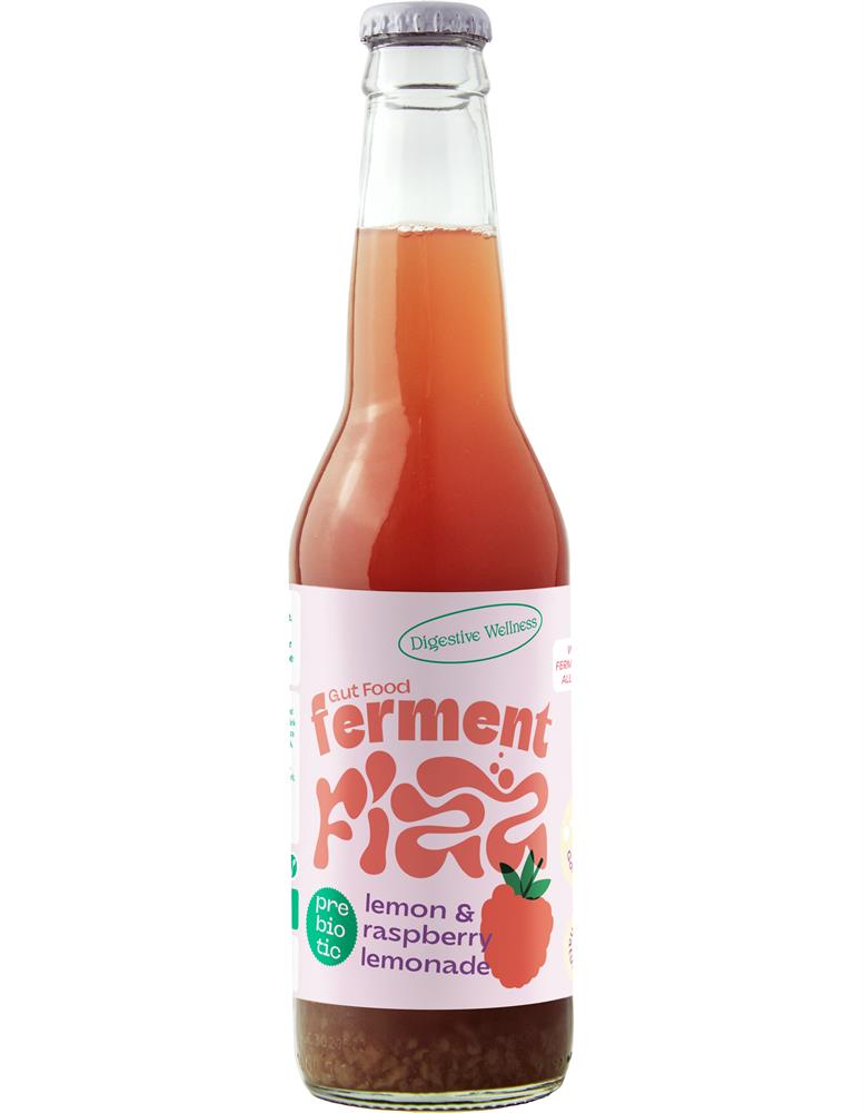Ferment Fizz Lemon Raspberry Fermented Prebiotic Lemonade 330ml-pack of 3