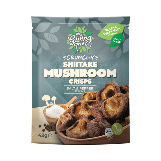 Giving Tree Snacks_Vacuum Fried Shitake Mushroom With Salt & Pepper 42g-pack of 12